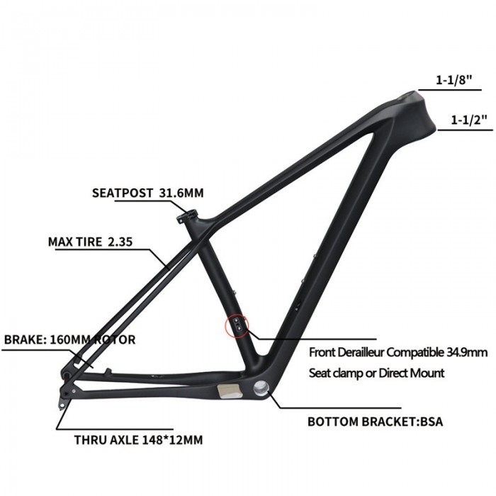 HQMTB08 29er carbon fiber mountain bike frame